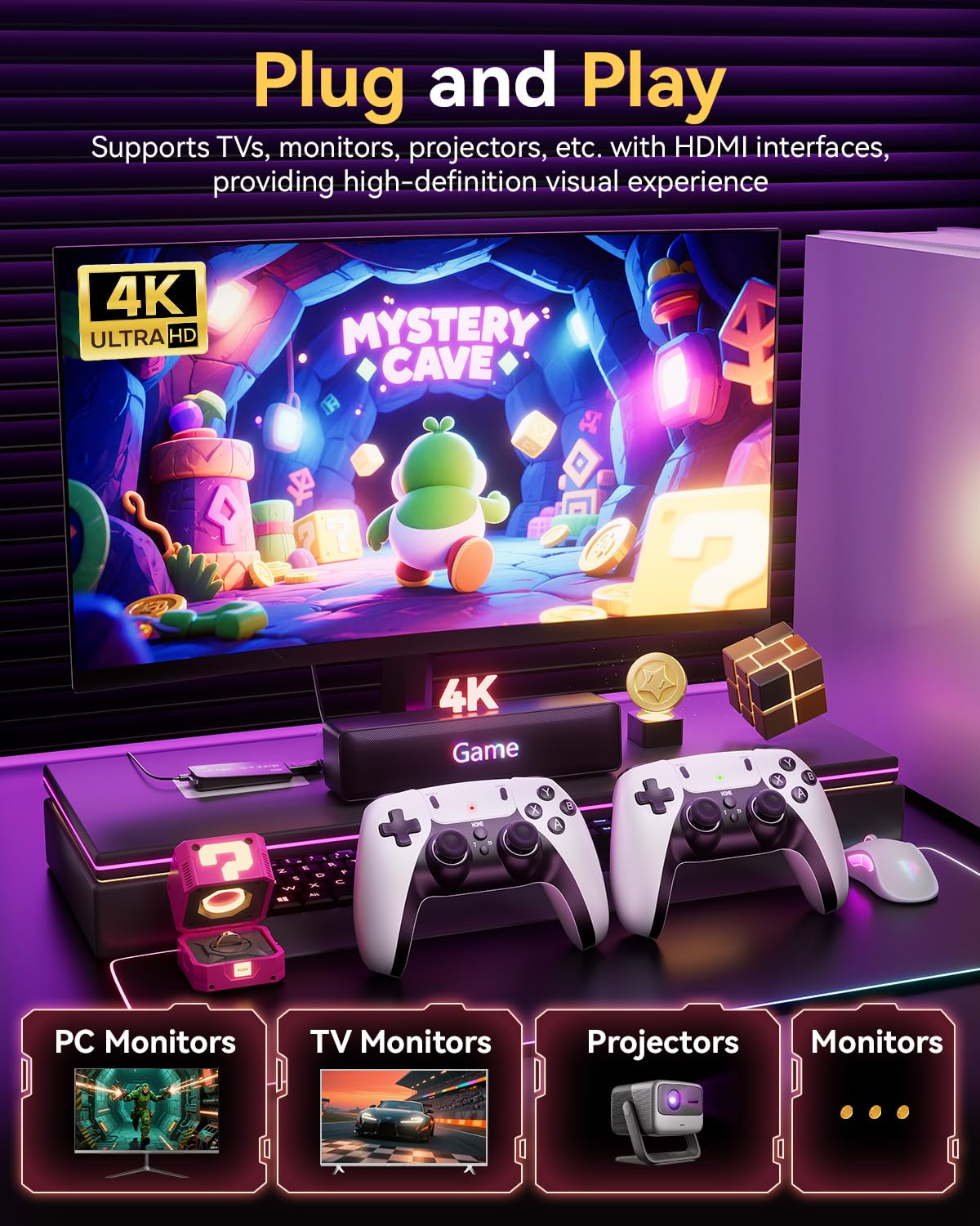 Retro Κονσόλα 4K – 40.000+ Παιχνίδια & 38 Εξομοιωτές – Plug & Play