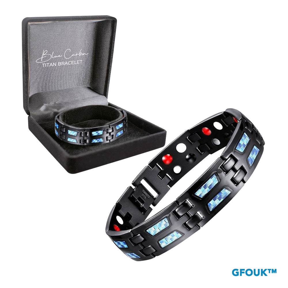 🧲 Blue Carbon Titan Bracelet – Κομψότητα, Ενέργεια & Ευεξία