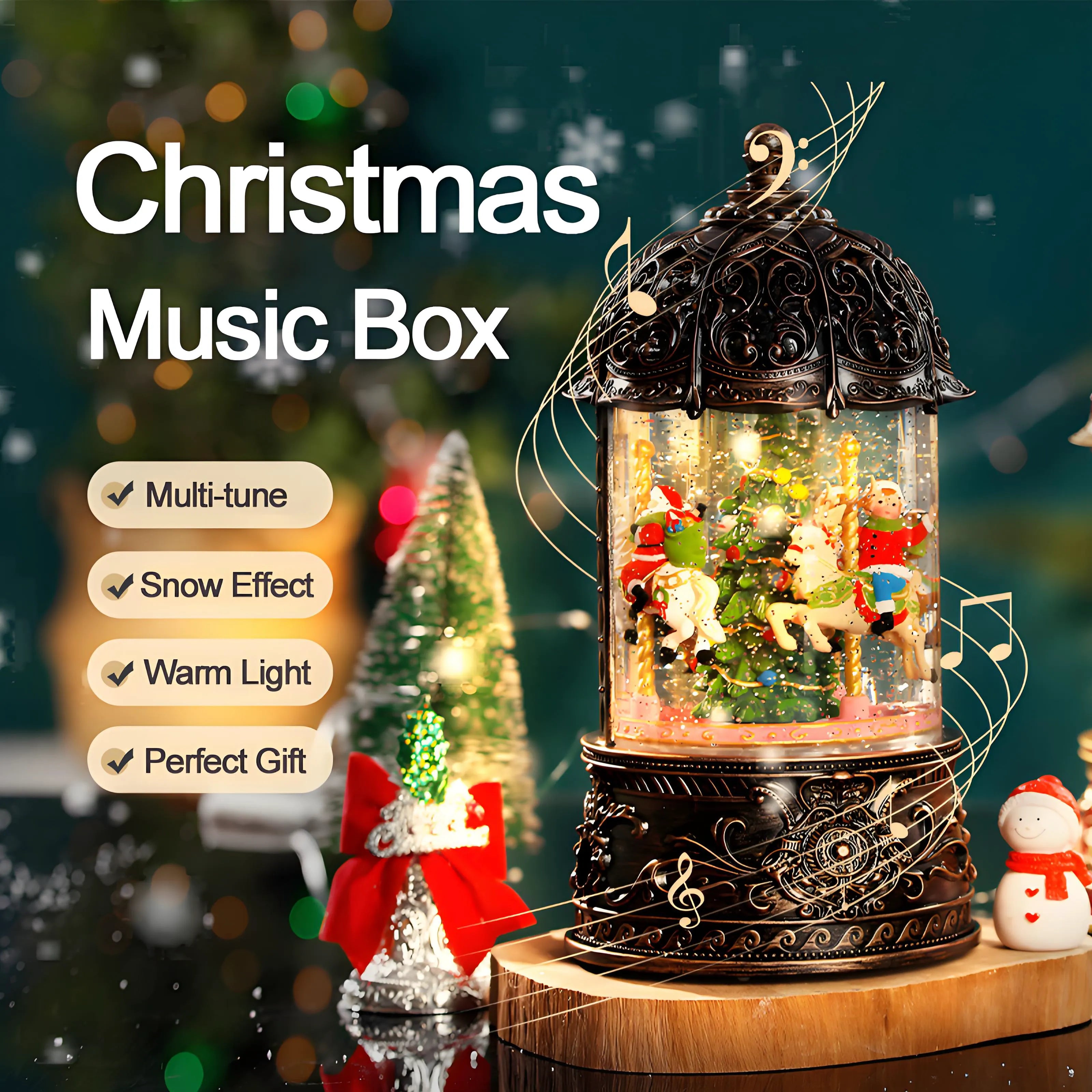 Classic Christmas Carousel Music Box