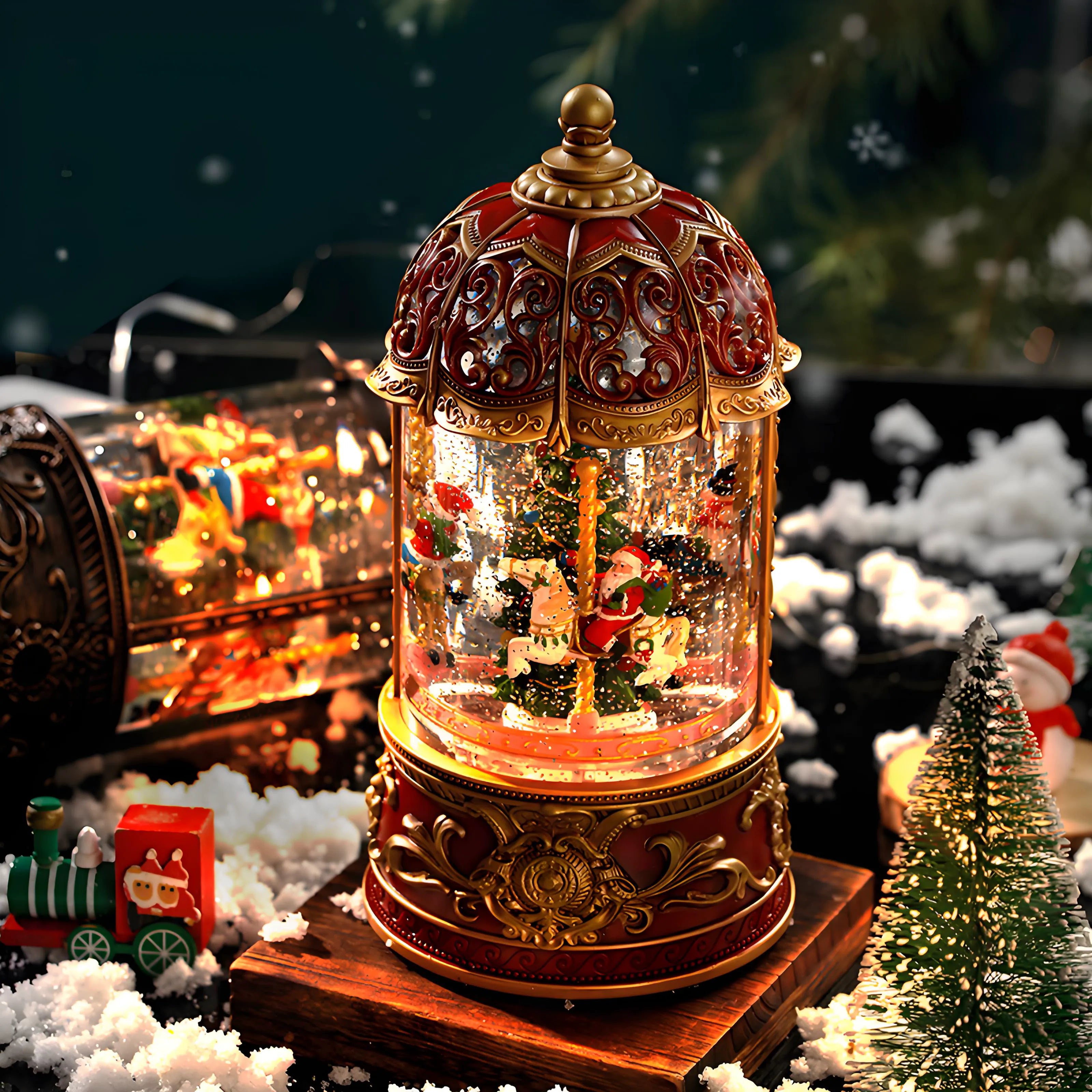 Classic Christmas Carousel Music Box
