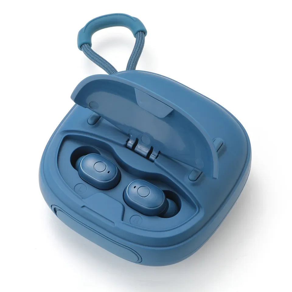 Ασύρματα ακουστικά TWS 2 σε 1 με ηχείο Bluetooth — Ήχος μπάσων 3D, φορητό μίνι ακουστικό από ύφασμα | Φορητά ηχεία εξωτερικού χώρου με βαθύ στερεοφωνικό ήχο 3D