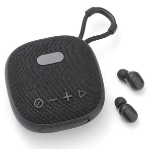 Ασύρματα ακουστικά TWS 2 σε 1 με ηχείο Bluetooth — Ήχος μπάσων 3D, φορητό μίνι ακουστικό από ύφασμα | Φορητά ηχεία εξωτερικού χώρου με βαθύ στερεοφωνικό ήχο 3D