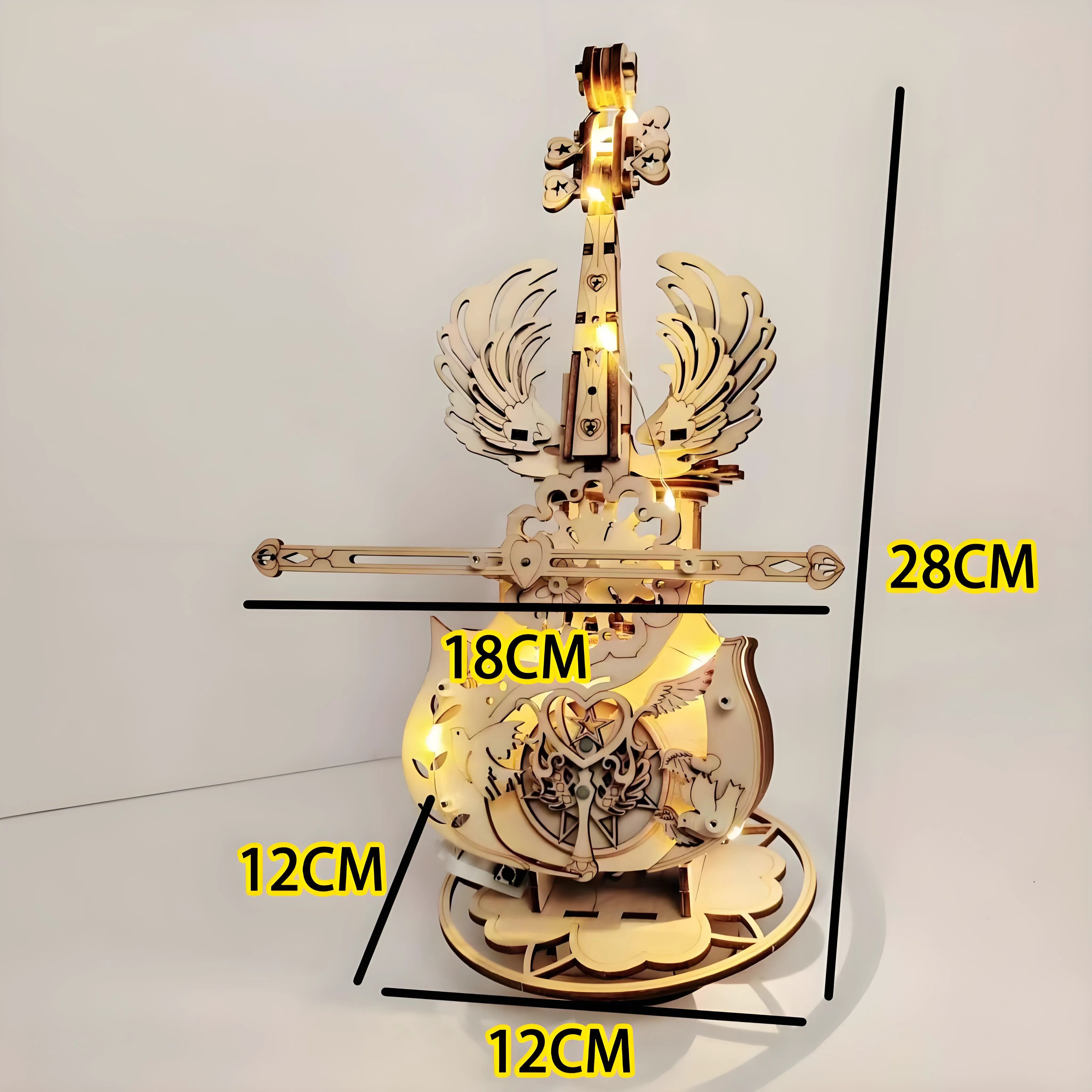 Premium 3D Linden Wood Cello Music Box DIY Kit