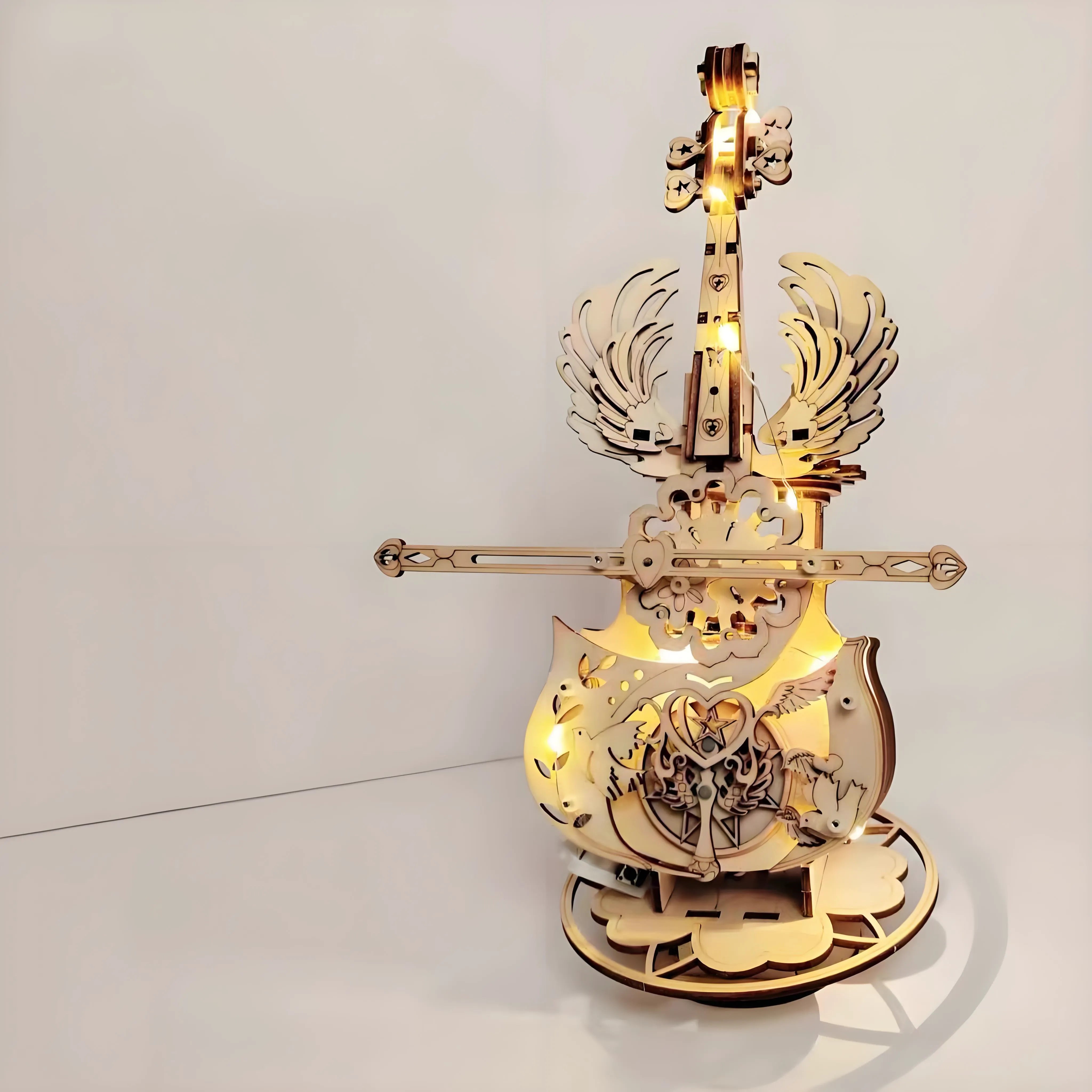 Premium 3D Linden Wood Cello Music Box DIY Kit