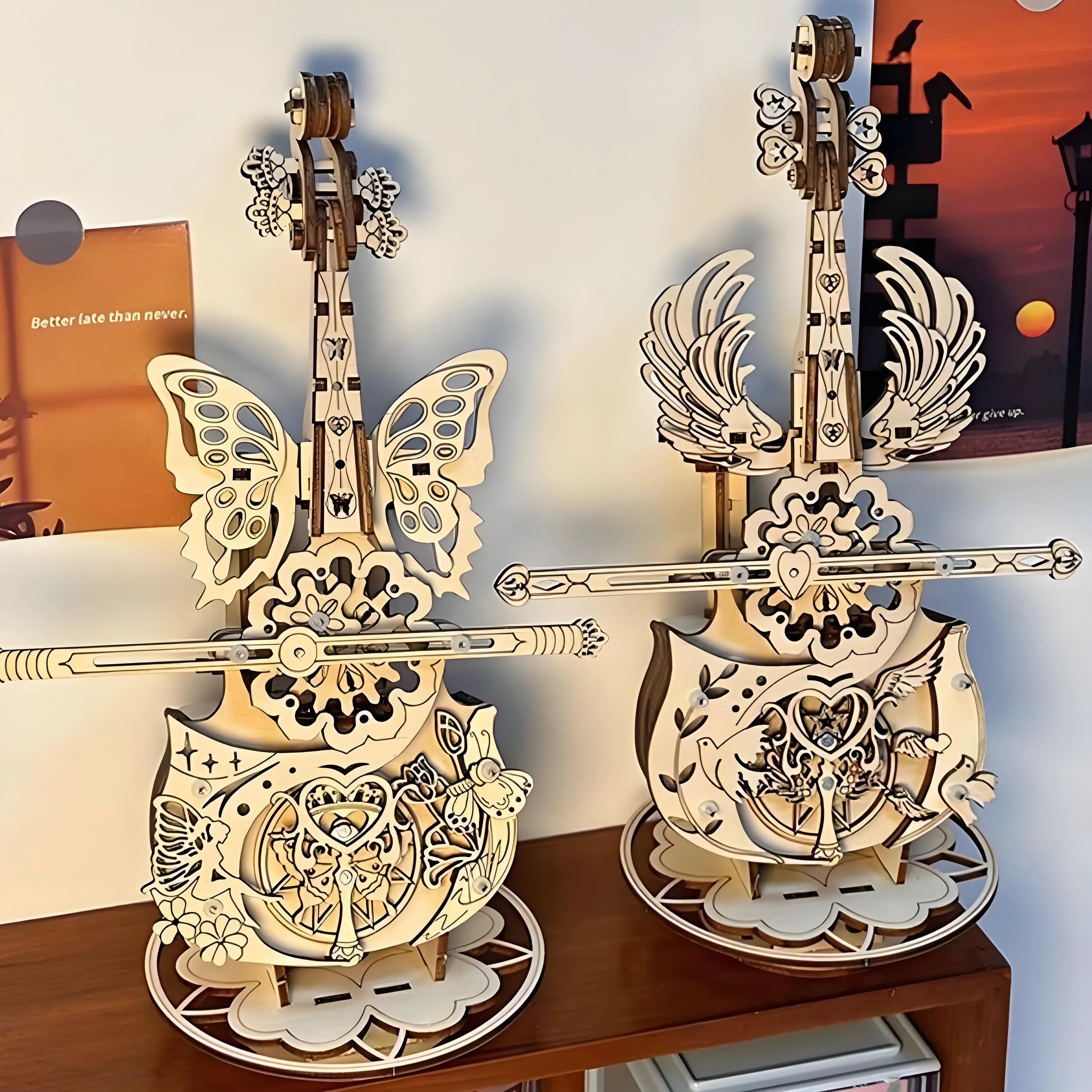 Premium 3D Linden Wood Cello Music Box DIY Kit