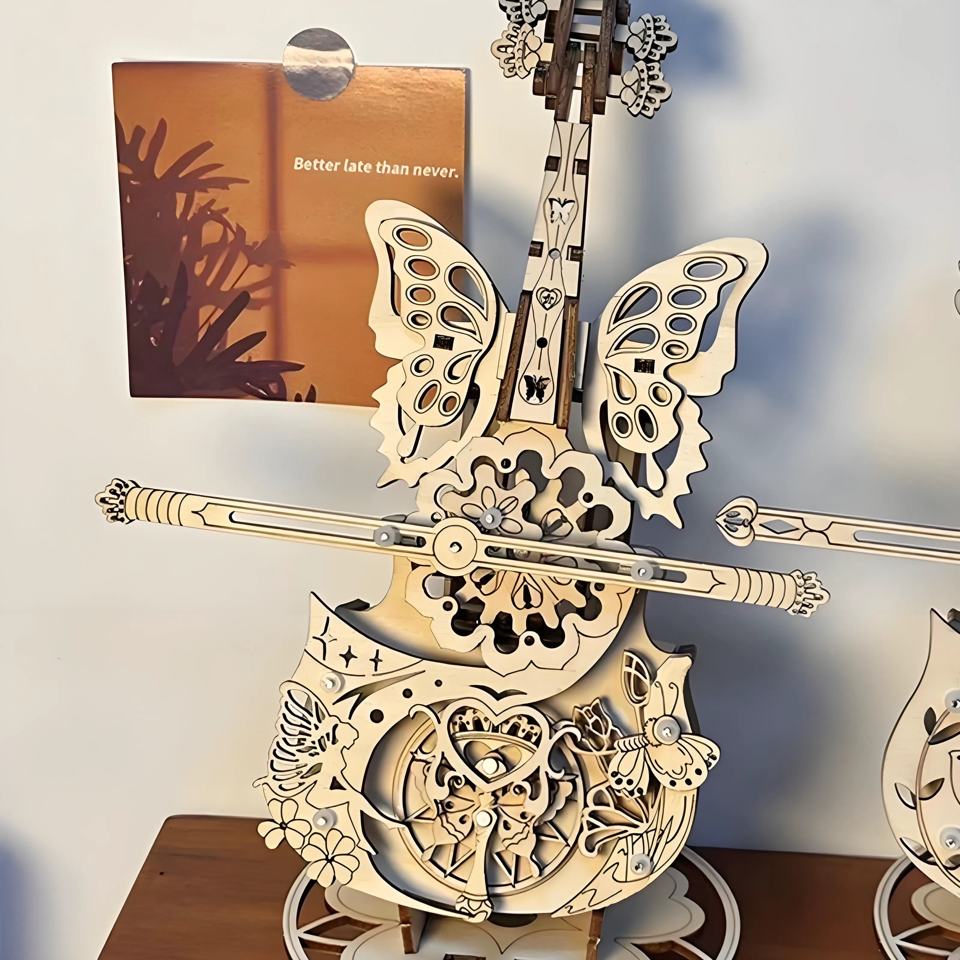 Premium 3D Linden Wood Cello Music Box DIY Kit
