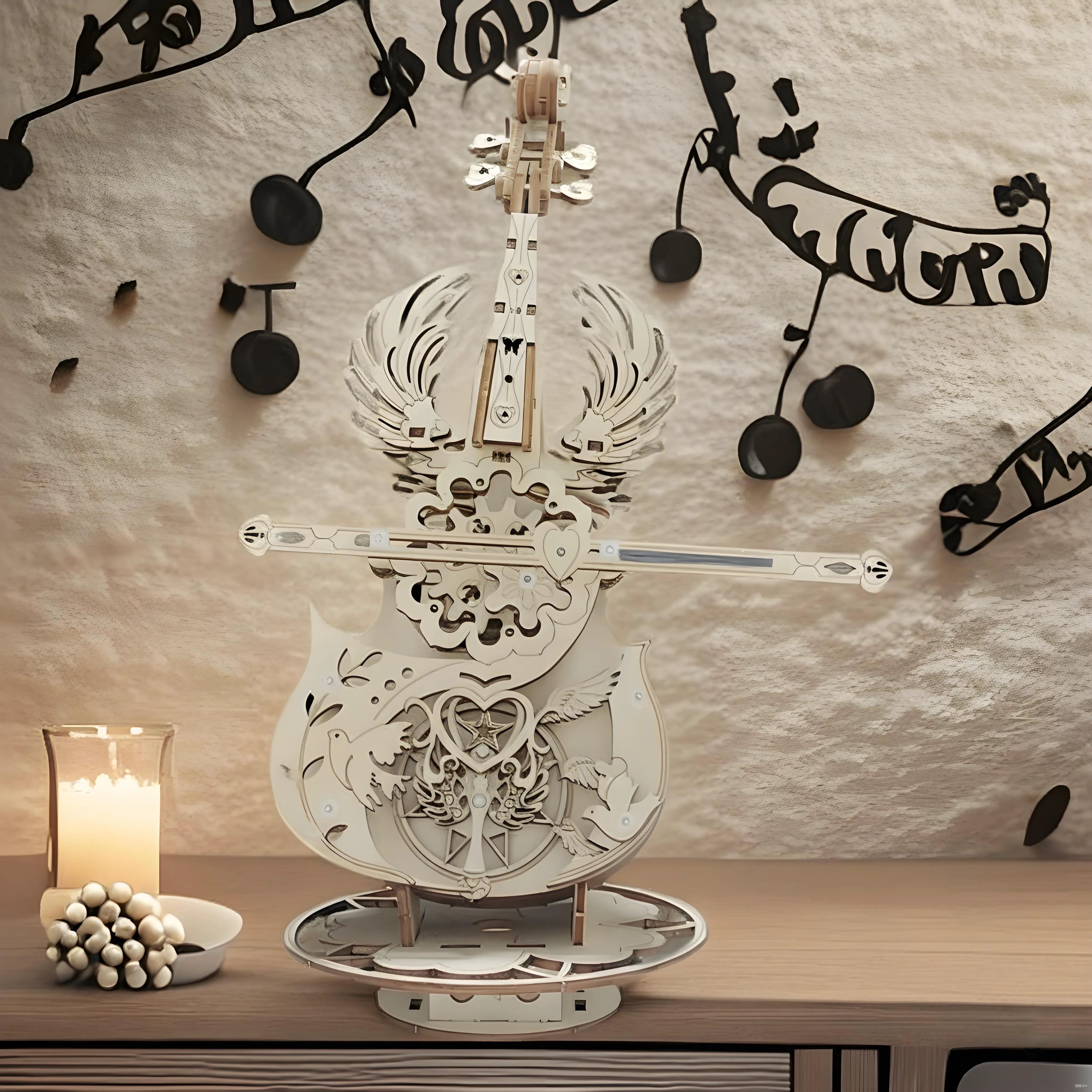 Premium 3D Linden Wood Cello Music Box DIY Kit